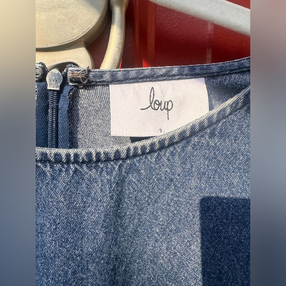 Loup Denim Chambray Alicia Ruffle Dress Small - Picture 7 of 7